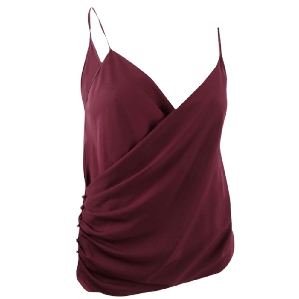 Leyden Top Burgundy Draped Surplice Tank Camisole Size Small